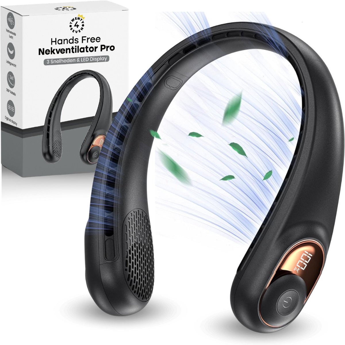 Twenty4seven® Nek Ventilator Pro - Draagbare Nekventilator met Koeling - Mini Nek Fan - Gezichtsventilator & Handventilator - Portable Neck Fan