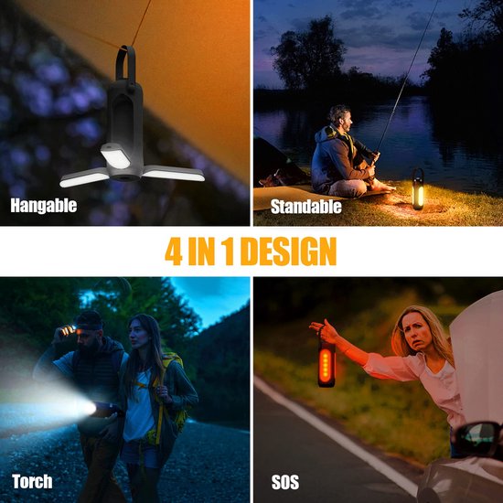 LED Camping Lamp - Kampeerlamp - Tentlamp oplaadbaar - 10000 mAh-accu - Draadloos dimbaar - Met 3 lichtstanden - Nooduitrusting voor tenten - voor binnen en buiten - Vislamp — afbeelding 5