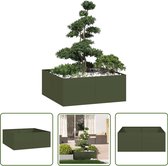 VidaXL Lit Surélevé De Jardin Vert Olive 100x100x25 Cm En Acier - Parterre Robuste Pour Fleurs, Légumes Et Plantes