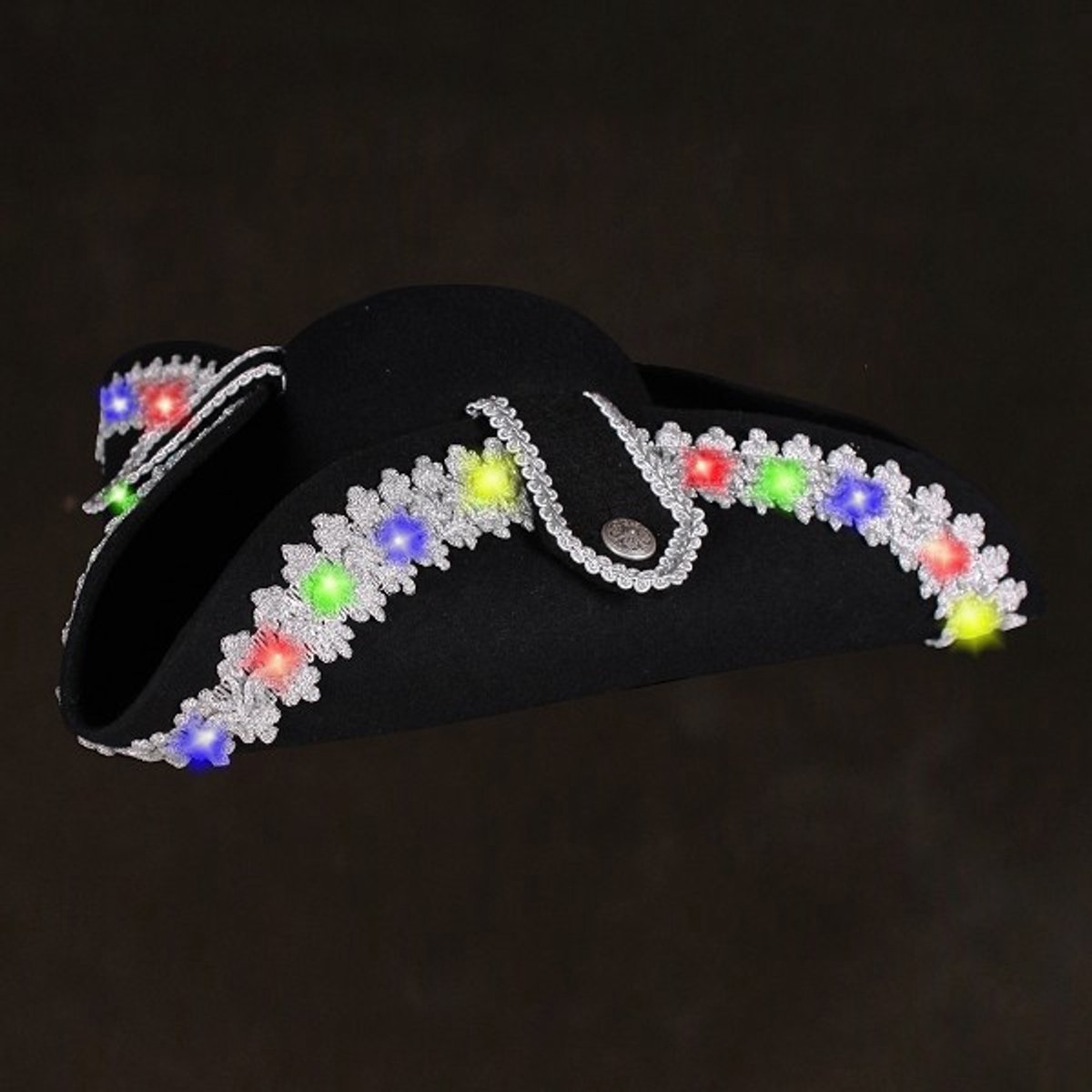 Hoed Tricorne Dansmarieke "Helix" LED Licht - Zilver-Multi - Maat 57
