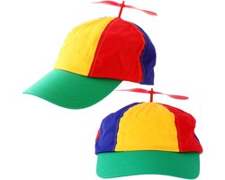 Helikopterpet - 2x - Gekleurd petje met gekleurde propellor bovenop - polyester - verstelbaar
