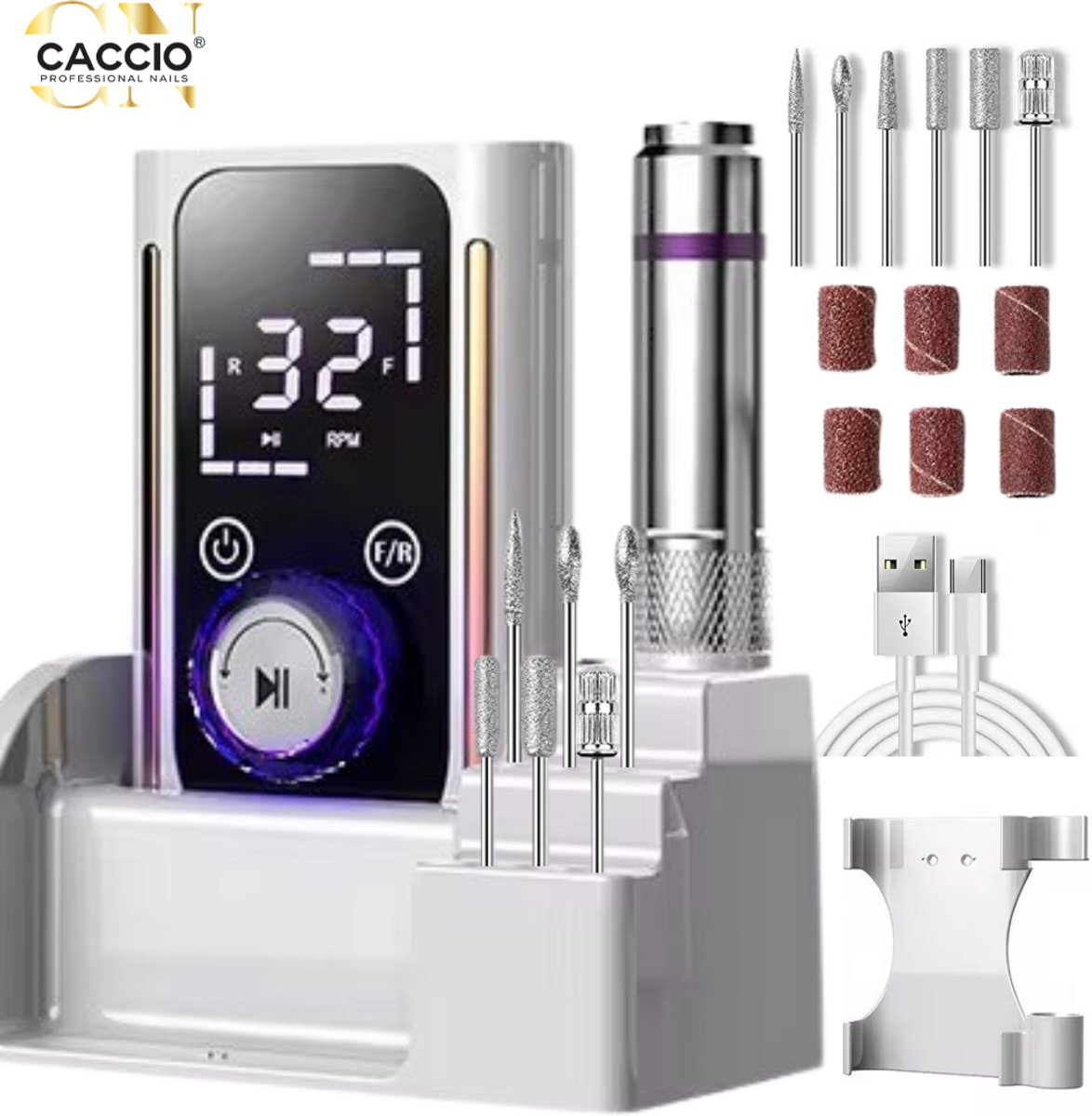 CACCIO®Nagelfrees-Elektrische Nagelfrees 112-45000RPM-Incl.6 nagelbitjes-Nagelvijl - Nagelvijl Elektrische - Manicure en Pedicure Voeten en Handen - Elektrische nagelvijl - Acrylnagels - Gelnagels - Nepnagels-manicure en pedicure set