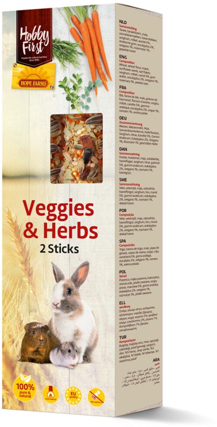 HobbyFirst Hope Farms Sticks Small Animals Veggies & herbs - 8 x 180 gr - Voordeelverpakking