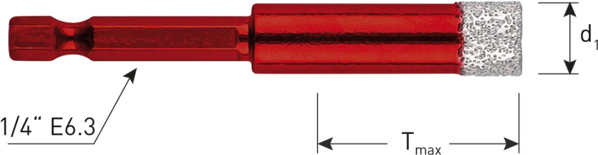 Rotec diamant tegelboor met wax PREMIUM, 1/4 E6,3 ø10