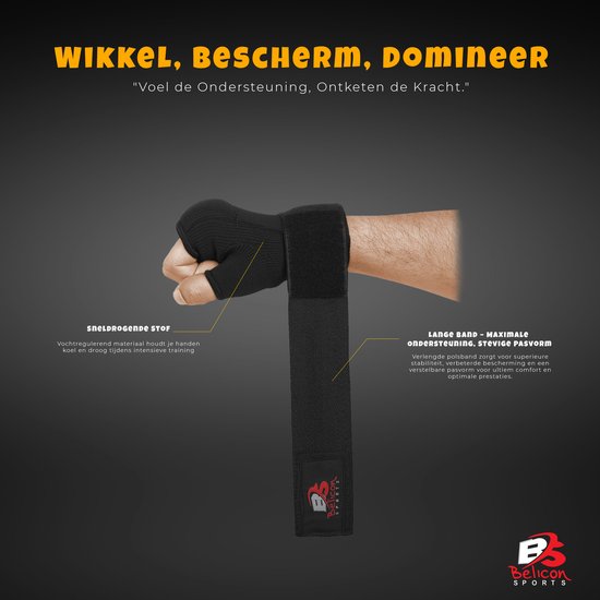 Gloves intérieurs / Gants d'intérieur | Gant en coton et demi-bandage | Plusieurs couleurs | Garde de poing et de pouce pour la boxe Sparring Muay Thai Kickboxing MMA Arts martiaux et entraînement au combat - Taille: Medium