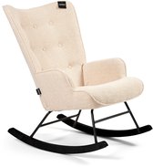 Aemely® Schommelstoel 'Mama' - Beige Teddy, Zwart Hout