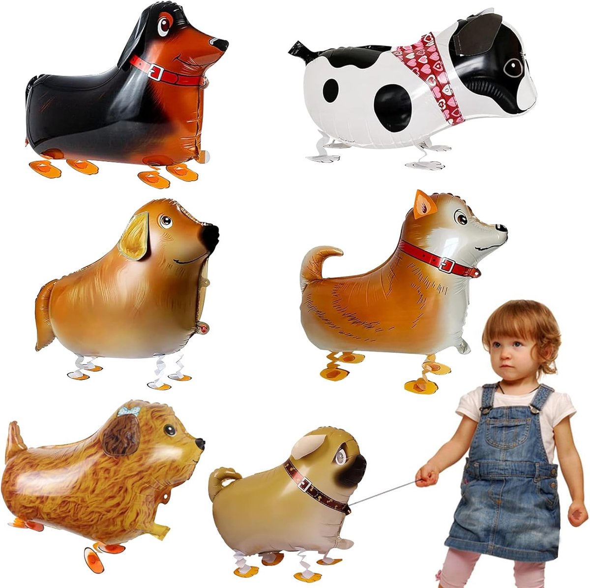 6 Dieren Folieballonnen Wandelen - Perfecte Decoratie voor Verjaardagen en Feesten