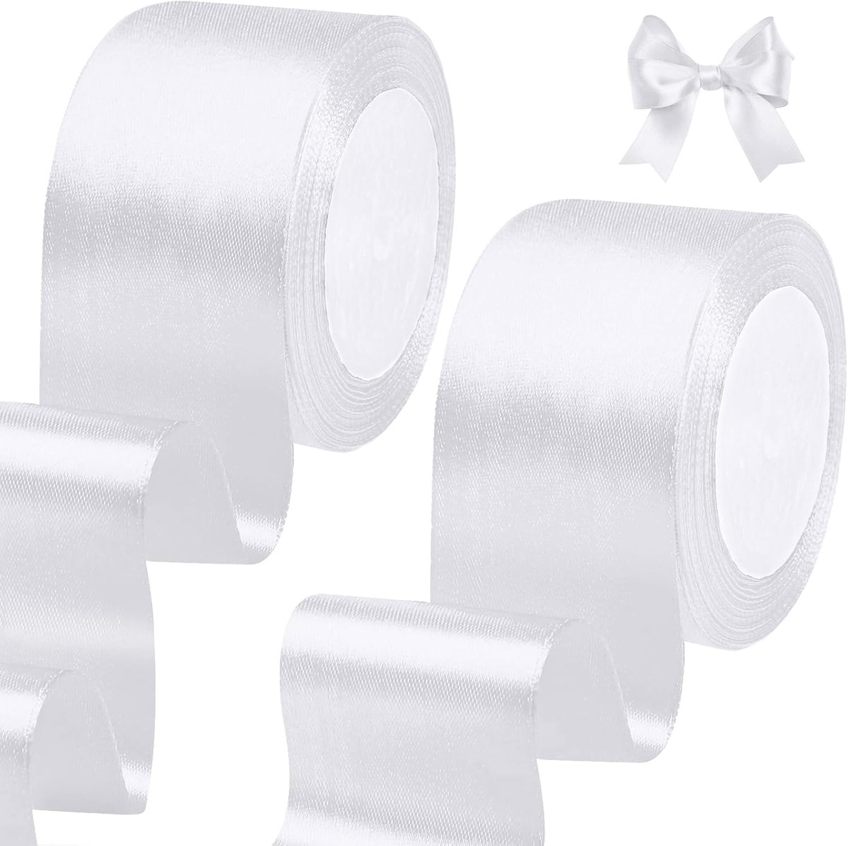 Wit Cadeaulint 5 cm - 44 m Satijnen Lint voor Bruiloft en Decoratie