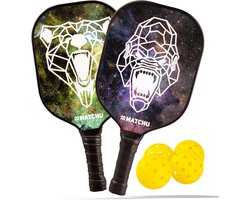 MATCHU - Pickleball - Complete set - Pickleball racket set - 4 ballen - Incl. draagtas - Carbon fiber - Hoge kwaliteit pickleball set