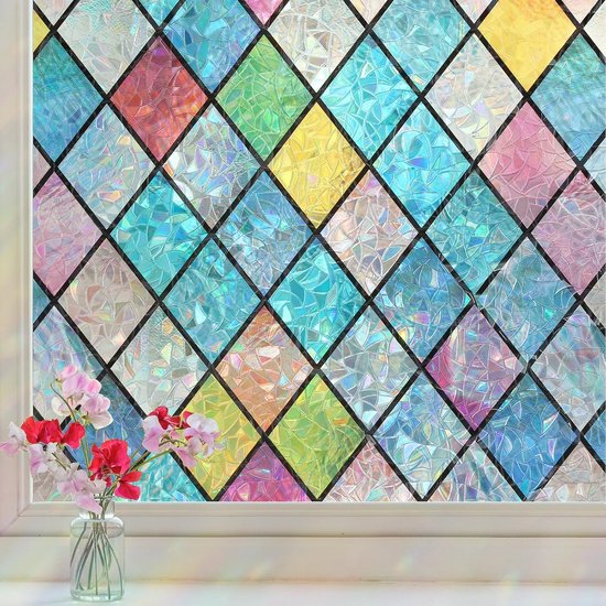 Film pour Glas- 45 x 200 cm - Film décoratif - Isolant et protection solaire - Film pour Glas - Film décoratif Plombs - Adhésion électrostatique - Anti-regard - Film pour fenêtre arc-en-ciel - Statique et auto-adhésif