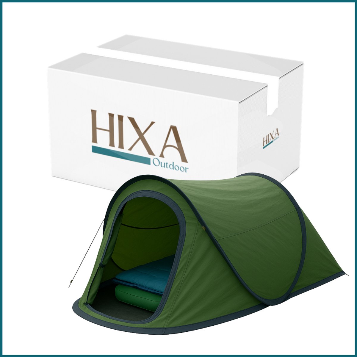HIXA Pop-Up Tent - 1 Persoons - Groen - festival - 210x120x95cm - Kamperen – foto 4