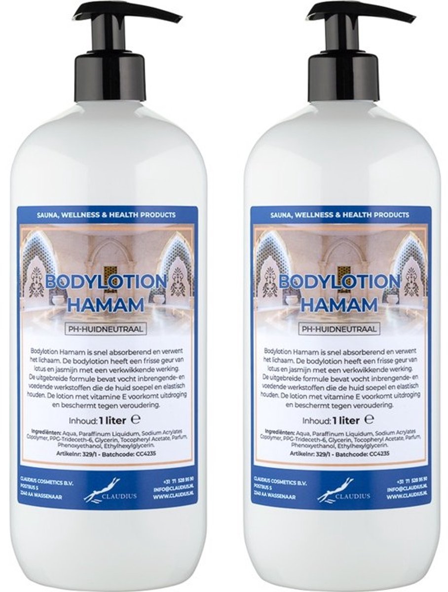 Bodylotion Hamam 1 Liter - met gratis pomp - set van 2 stuks