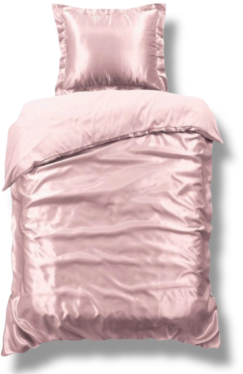 Beauty Silk Dekbedovertrek - 140x200/220 - Glans Satijn - Licht Roze
