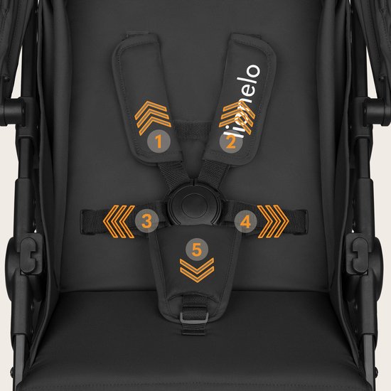 Lionelo Emma One Buggy en kinderwagen tot 22 kg - XXL Kapje - EVA Wielen - Lichtgewicht en Onderhoudsvrij - Verstelbare Rugleuning - Eénhandig Inklapbaar - Verstelbare Duwstang - Centrale Voetrem - 5-Punts Veiligheidsgordel - Stadswandelwagen van LIONELO — afbeelding 4
