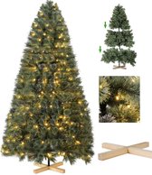 Bol.com Kerstboom 180cm - Met LED verlichting - Met houten standaard Kunstkerstboom - Voor Kerstdecoratie - Met 510 lichtjes - PVC aanbieding