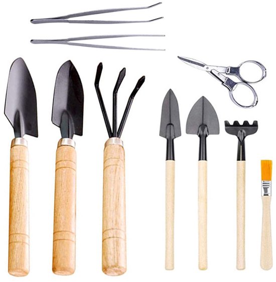 Set van 10 stuks - tuingereedschap - Tuingereedschap set - Tuinieren - Combi Gereedschap - zwart - Plantenschep - Tuinschep - Metaal - Duurzaam