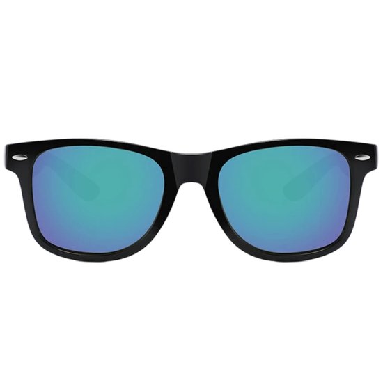 Fako Fashion® - Zonnebril - Mat Zwart - Spiegel Blauw/Groen van Fako Fashion® — afbeelding 4