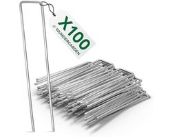 100x Gegalvaniseerde Grondankers voor Worteldoek - Stevige Stalen Grondnagels Set - 150x25mm Ø2,7mm - Ideaal voor Tuin, Camping en Landschapsarchitectuur