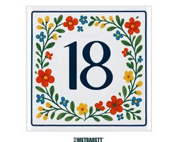Met Babett - Huisnummertegeltje - Personaliseer - 15 x 15 cm - huisnummerbordje - wanddecoratie