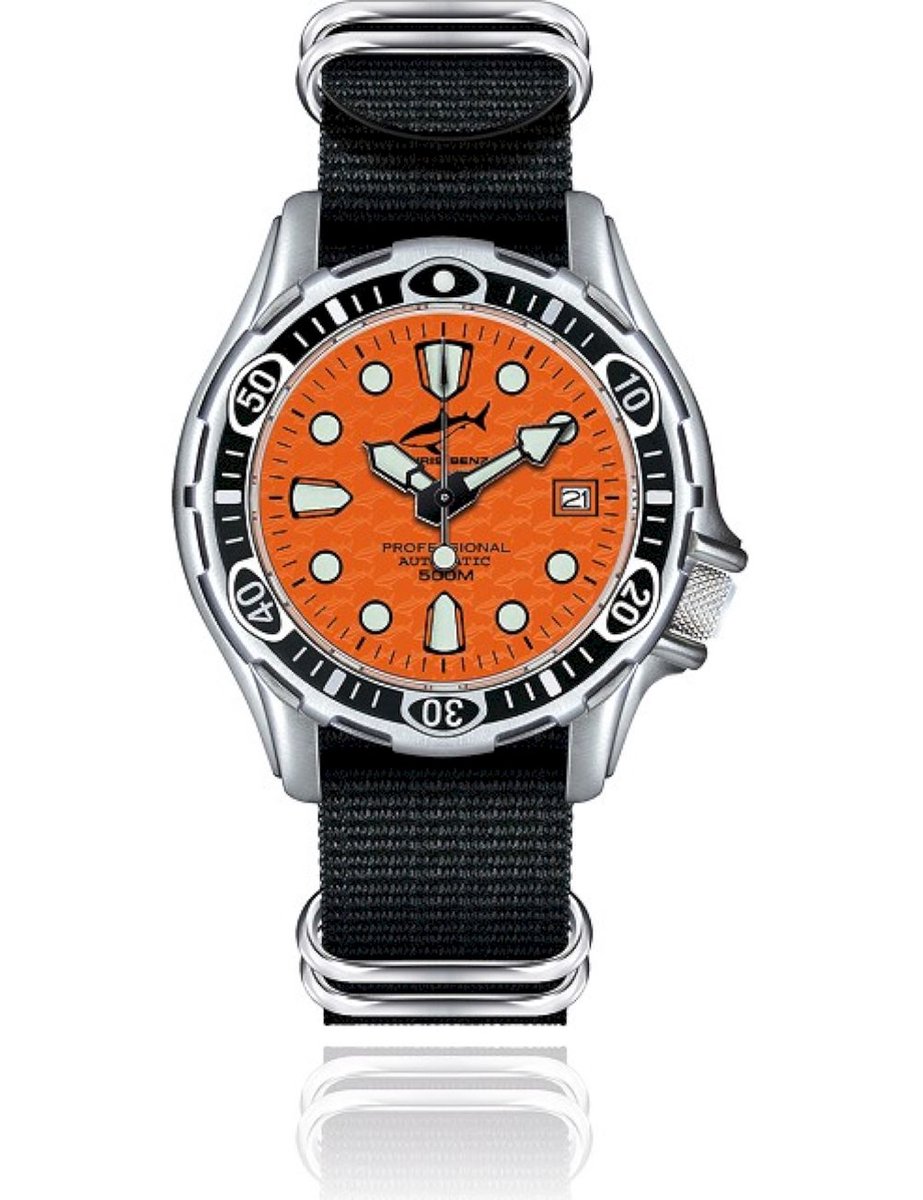 Chris Benz Dames, Heren, Unisexhorloge CB-500A-O-NBS automatisch, duikershorloge