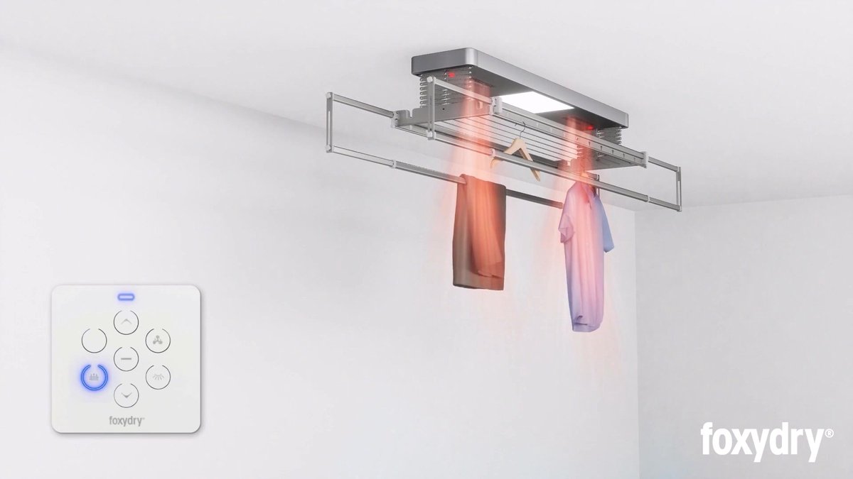 Étendoir Mural Chauffant Foxydry Pro - Télécommandé, Avec Ventilation Et Lumière LED - 9