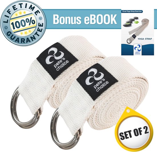 SnelShoppen - 2 Pack Yoga Oefeningen Verstelbare Lussen 2.4m - Duurzame D-ring voor Pilates en Gym Workouts - Verbeter Flexibiliteit, Houd Postures en van Snelshoppen — afbeelding 3