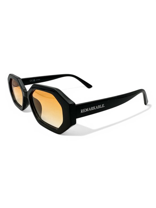 The Brand Remarkable - Sona Zonnebril Unisex - Oranje/Zwart - Vierkant - UV400 - Polycarbonaat - Cat. 2 van The Brand Remarkable — afbeelding 2