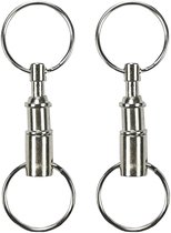 Mabor 4 stuks dubbelzijdige sleutelhangers met snelsluiting, afneembare sleutelring, metalen sleutelhanger, afneembare sleutelhanger, pull-uit elkaar