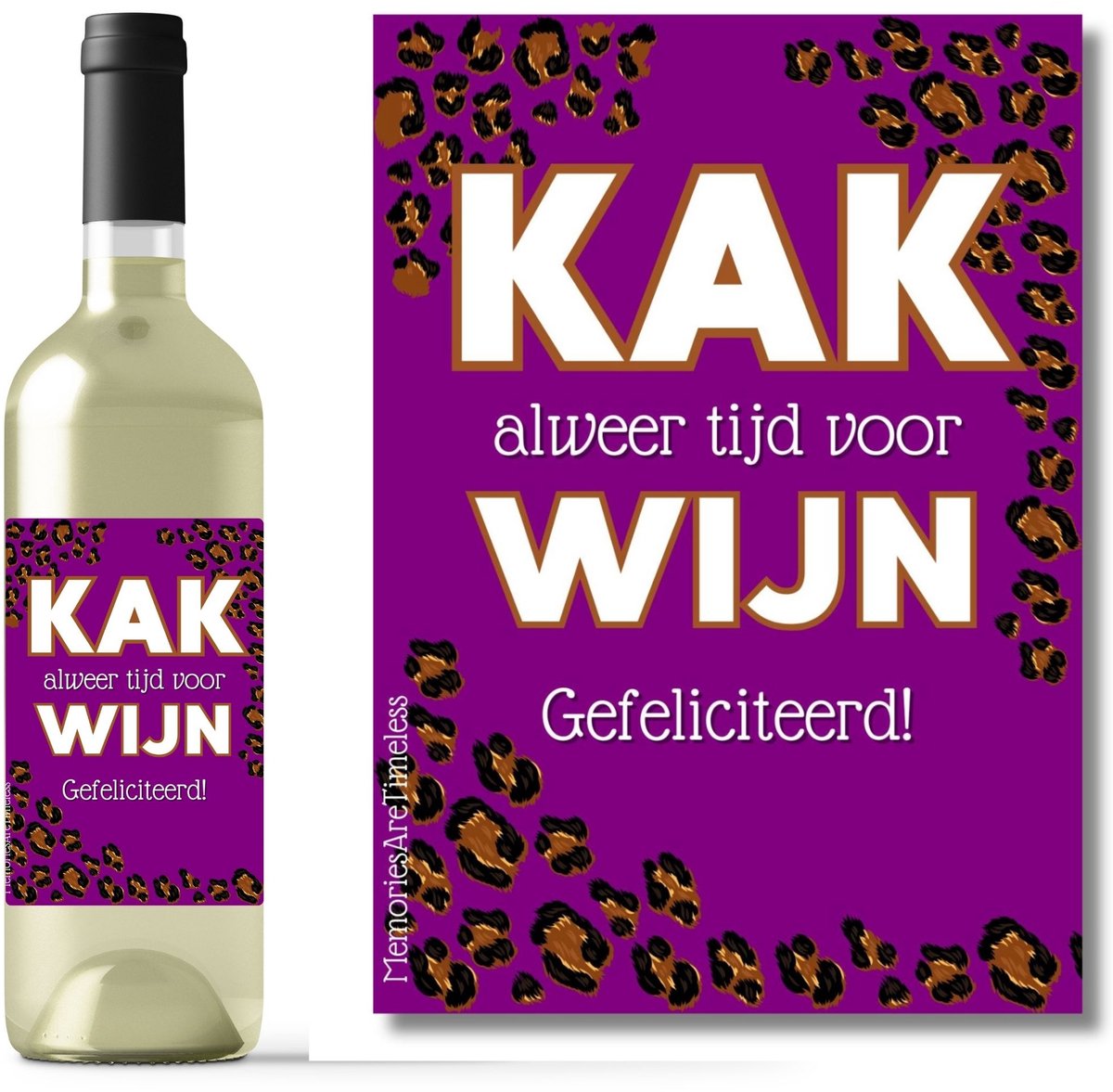 Wijnetiket Cadeau | Flesetiket "Kak...alweer tijd voor wijn!" | Origineel Geschenk voor Verjaardag, Trouwen & Andere Gelegenheden