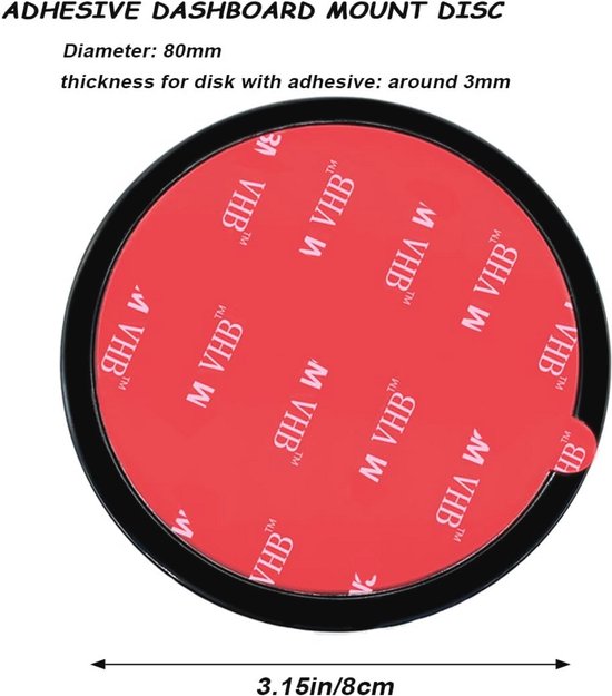 2x Ronde Zelfklevende Dash / Console Schijf Met Zelfklevende Zuignap Basis Voor Auto Dashboards Garmin Tomtom Gps Smartphone Dashboard Disc 72mm