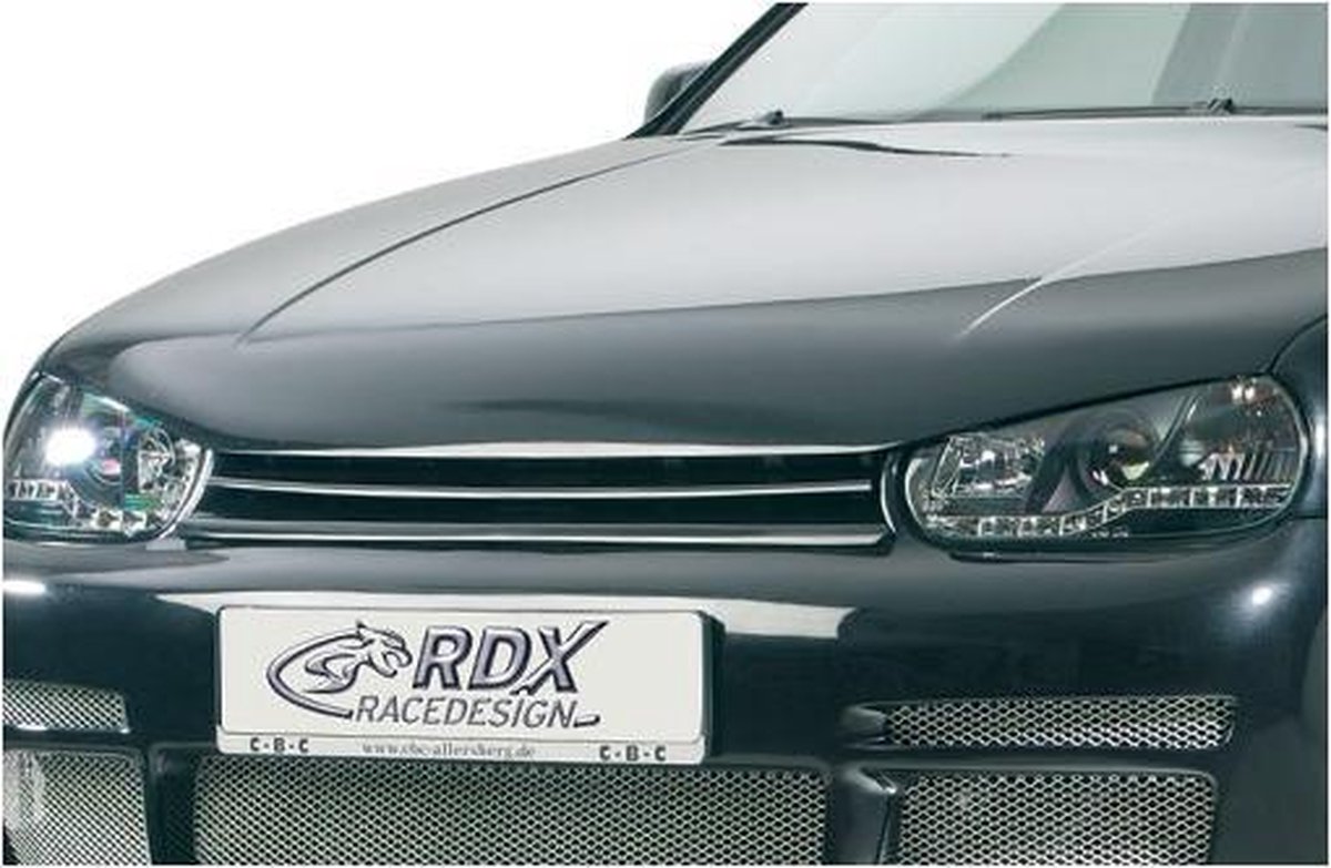 RDX Racedesign Motorkapverlenger passend voor Volkswagen Golf IV 1997-2004 + geïntegreerd half maantje (Metaal)
