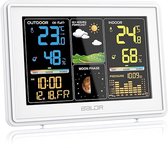 Baldr Weerstation Binnen en Buiten - Draadloos - Met Buitensensor - Temperatuur en Luchtvochtigheid - Digitaal - Hygrometer - Luchtvochtigheidsmeter - 100 Meter Bereik - Wit