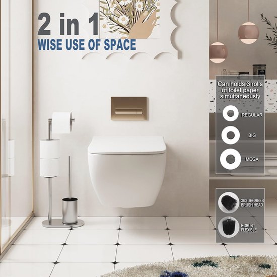 BADIONA Toiletborstel siliconen mat grijs | antraciet roestvrij staal toiletborstel - roestvrij & vervangbaar | wc-borstel zwart zonder boren met wc-borstelhouder | toiletborstels met borstelhouder BADIONA Toiletborstel siliconen mat grijs | antraciet roestvrij staal toiletborstel - roestvrij & vervangbaar | wc-borstel zwart zonder boren met wc-borstelhouder | toiletborstels met borstelhouder