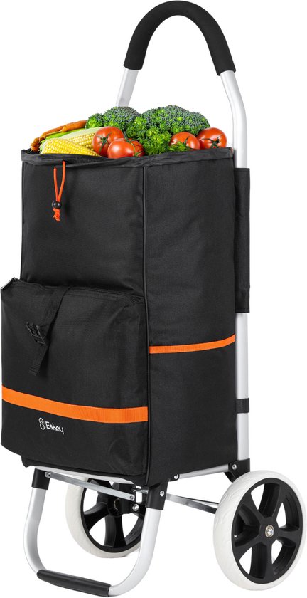 Eskey Boodschappentrolley met koelvak - Opvouwbaar - 50L - Boodschappenwagen - Waterdicht - Reflectoren