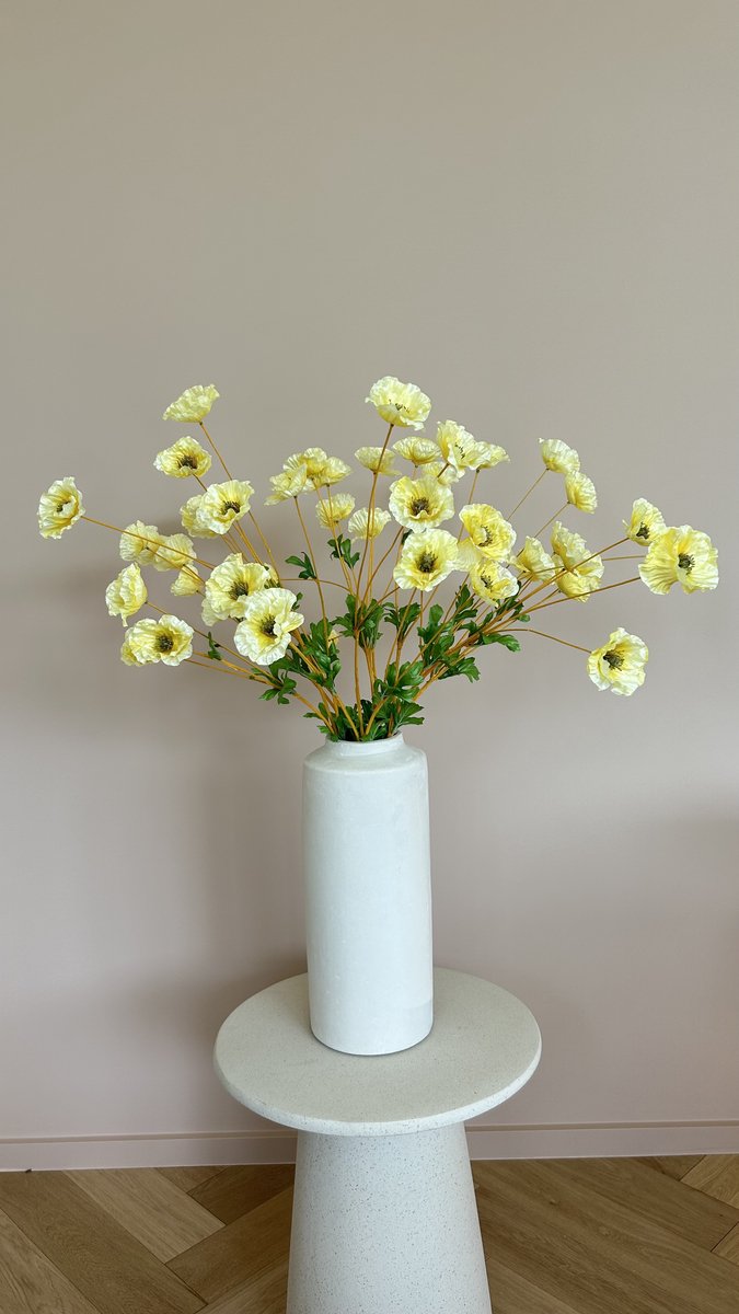 BLOEMM. – Luxe Zijden bloemen - Papaver Geel – Set van 6 Kunstbloemen – Speelse Klaproos Look – Realistische Kunstbloemen – Hoge kwaliteit – Zonder vaas