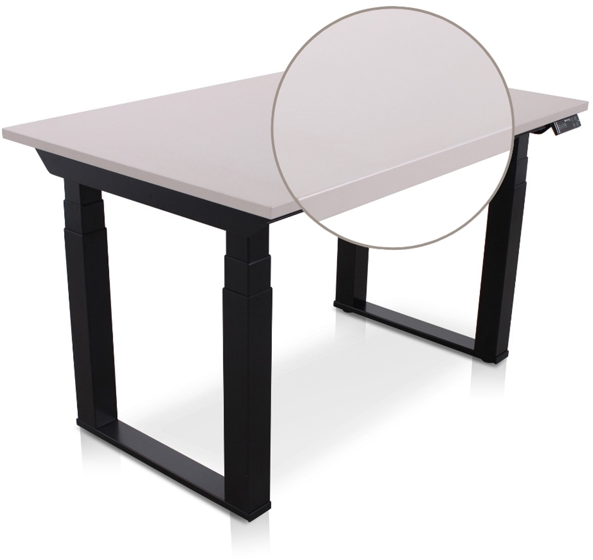Lineaflex MRC SOLID Zit-Sta Bureau – Elektrisch Verstelbaar – 140x80 cm – Blad Sand Grey – Zwart Frame – ARBO Norm NEN-EN 527 – Met memorybediening – 200 KG Draagvermogen – 130 cm Hoog