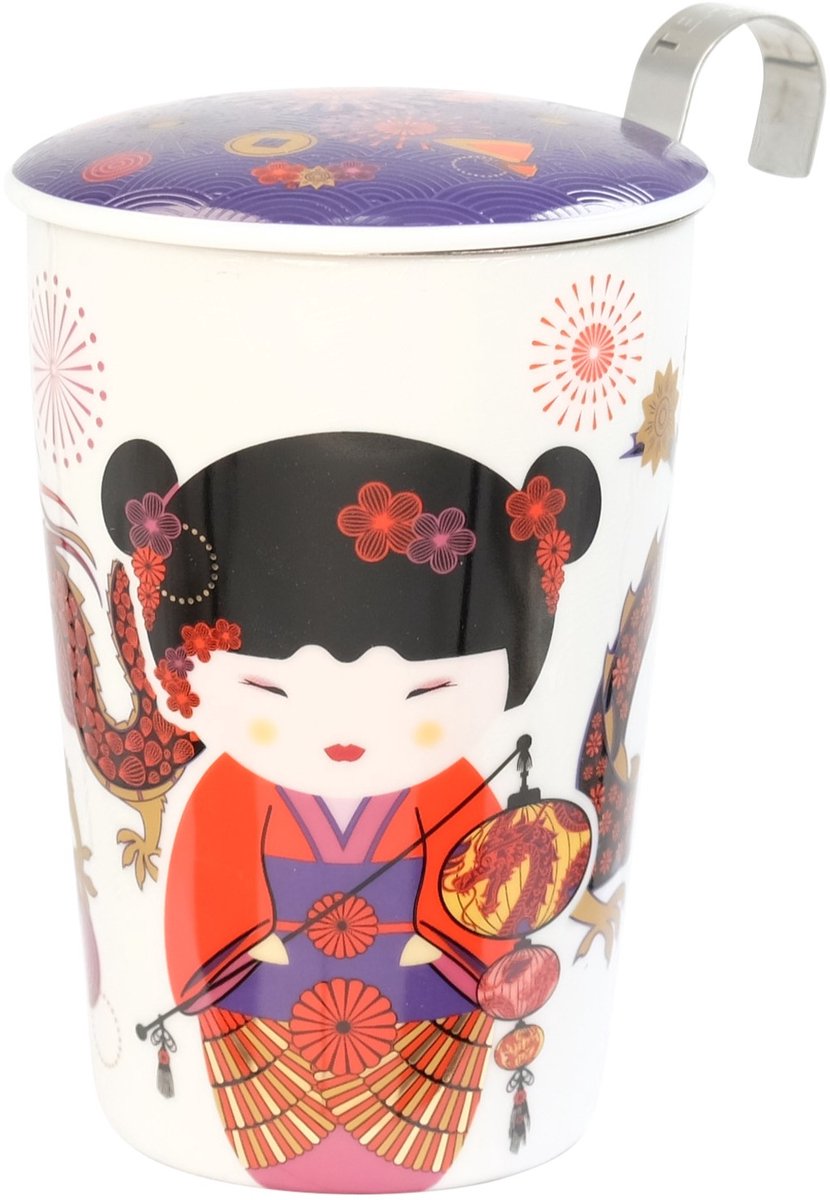 Eigenart Geisha Fire Theebeker – 350ml porselein met filter