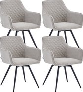 Colenis® - Sierra Eetkamerstoel - Set Van 4 - Beige - Bouclé Stof - Design - Draaibaar - 360°
