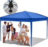 Tente de réception pliable et imperméable, facile à monter, panneaux latéraux pour jardin et camping, avec sac de transport, 3 x 3 m, sans côtés , Blauw