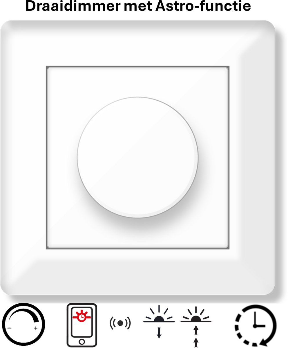 Freelux Draaiknop | Astro Tijdschakelaar | Bluetooth | Led Dimmer | 230VAC - 250VA/1,1A | Signaal wit glans