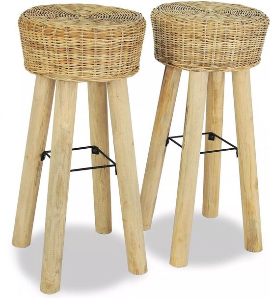 vidaXL Tabourets de bar 2 pcs rotin naturel