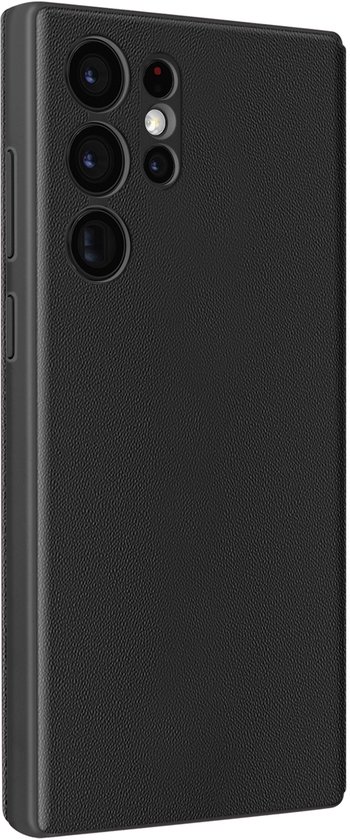 Étui en cuir Avizar pour Samsung Galaxy S22 Ultra avec fenêtre d'affichage et porte-cartes, Zwart