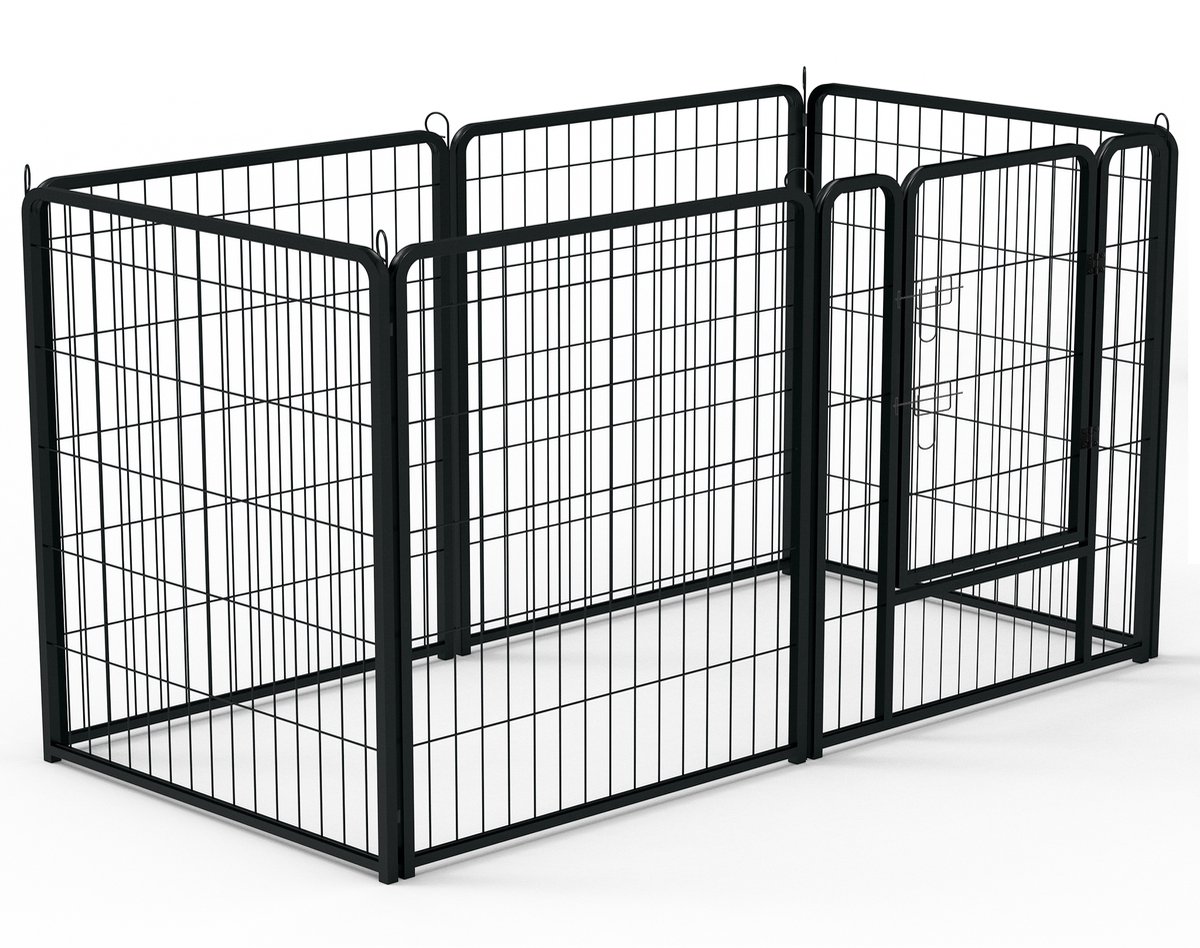 Aufun buitenren puppyren 6-rooster opvouwbare dierenren, puppyren buitenren, hondenren met deur voor honden konijnen katten, elk 80x80cm