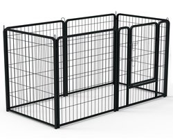 Aufun buitenren puppyren 6-rooster opvouwbare dierenren, puppyren buitenren, hondenren met deur voor honden konijnen katten, elk 80x80cm