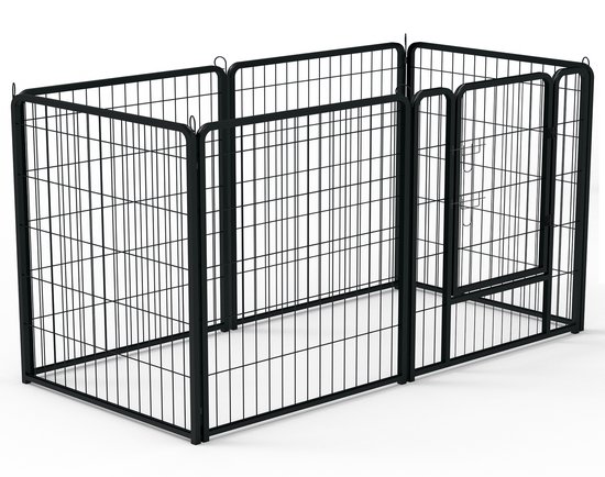 Aufun buitenren puppyren 6-rooster opvouwbare dierenren, puppyren buitenren, hondenren met deur voor honden konijnen katten, elk 80x80cm