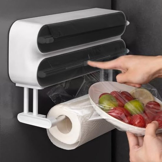 Leifheit wandrolhouder Parat, keukenrolhouder, huishoudfolie houder, folie- en papierhouder, eenvoudig te installeren, huishoudfolie en foliedispenser, geschikt voor rollen tot 30,5 cm