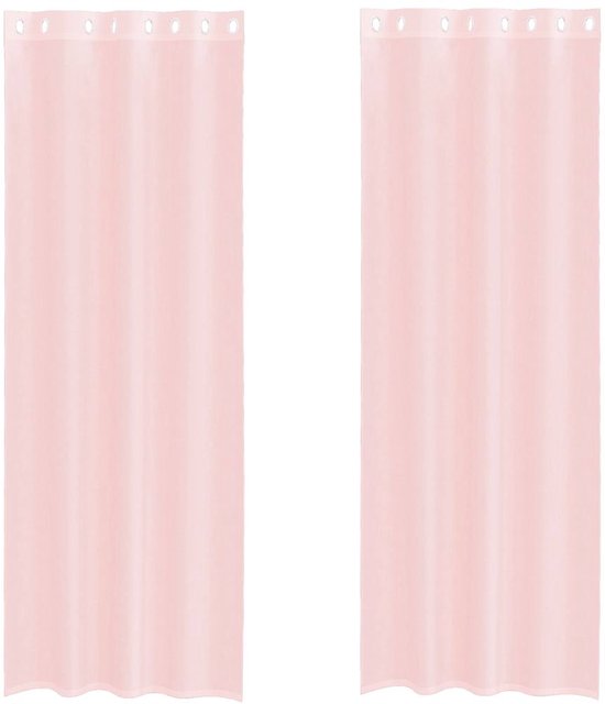 vidaXL - Rideaux - voile - avec - œillets - 2 - pièces - 140x260 - cm - rose clair