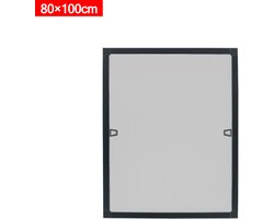 Vliegenhor raam insectenwering 80x100cm vliegenhor klamboe gaas klamboe spanraam gaas met aluminium frame zonder boren voor raam antraciet
