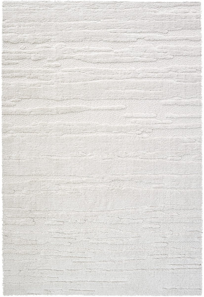 Rugsman Osaka 013.025.6191 Vloerkleed - 240 x 340 cm - Wit - Rechthoekig - Polyester - Woonkamer - Strepen - Shaggy - Hoogpolig, Scandinavisch
