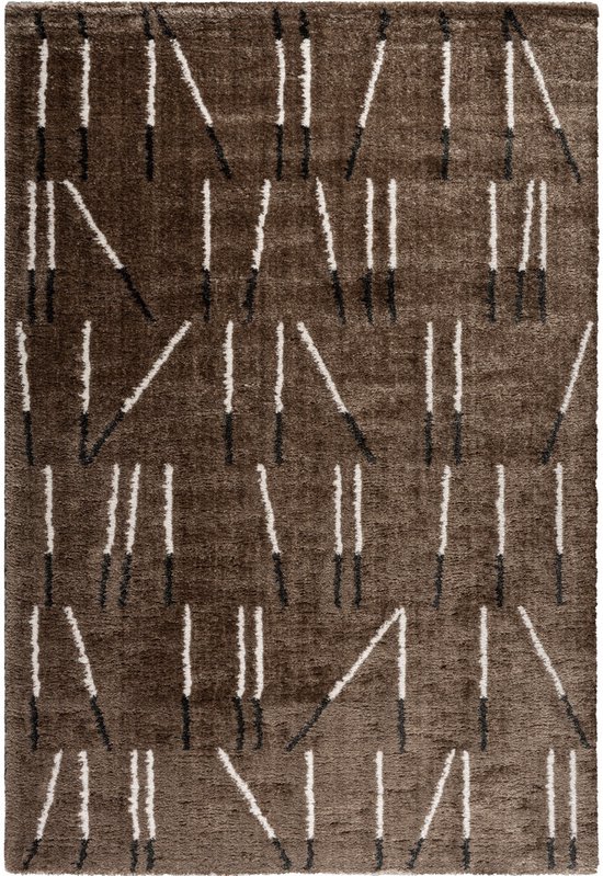 Tapis Rugsman Kyoto 014.0083.7262 - 200 x 290 cm - Marron - Rectangulaire - Polyester - Salle à manger, Salon, Chambre - Rayures - Moderne